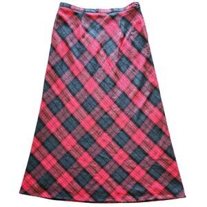 Dressbarn tartan plaid maxi skirt red gray black size 14